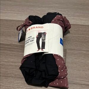 Brand 2-Pack Straight Leg Lounge Pants - Black and maroon with dots